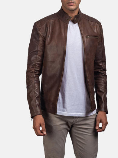 Dean Brown Leather Biker Jacket