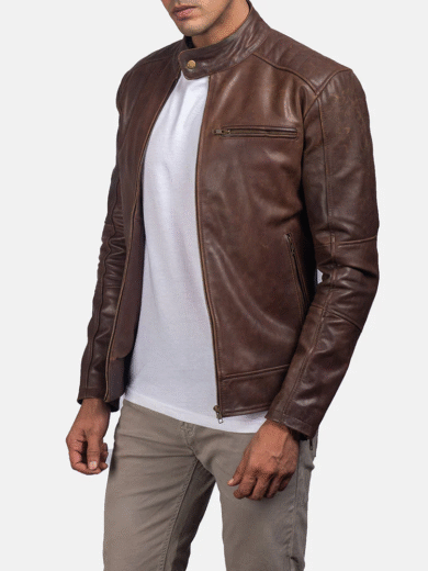 Dean Brown Leather Biker Jacket