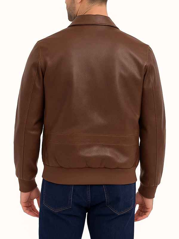 Men’s Plain Brown A2 Bomber Leather Jacket