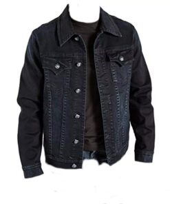 Vintage Black Denim Jacket For Mens