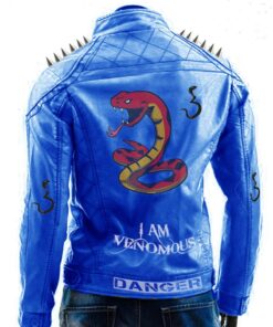 Blue Punk Danger Leather jacket for Men with Snake