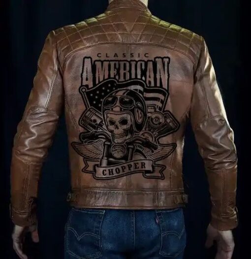 Classic American Choppers Vintage Motorcycle Leather Jacket