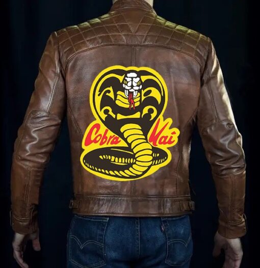 Cobra Kai Brown Leather Jacket for Men