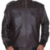 Dark brown bomber jacket for men