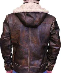 Mens Aviator Hooded Brown Fur Jacket