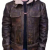 Mens Aviator Hooded Brown Fur Jacket