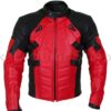 Men Red Motorcycle Padded Genuine Cow Leather Jacket