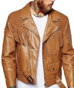 Men's Brown Fringe motorcycle Jacket