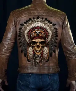 NATIVE AMERICA BROWN VINTAGE LEATHER JACKET