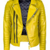 Motorcycle Riding Café Racer Yellow Leather Jacket