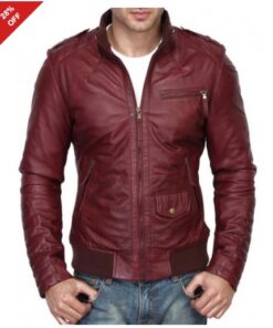 Men's Slim Fit Burgundy Leather Jacket