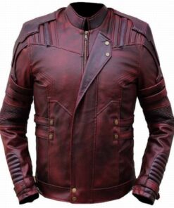 Red Distressed Biker Slim fit Leather Jacket for Men