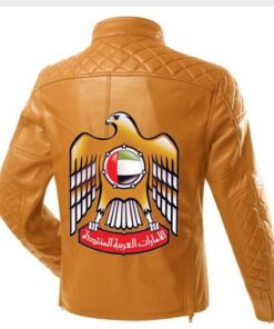 Eagle Leather Jacket With Flag Of The United Arab Emirates