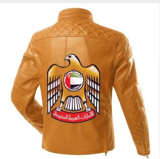 Eagle Leather Jacket With Flag Of The United Arab Emirates