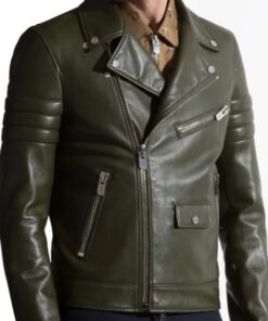 Green Biker Motorcycle Leather Jacket for men