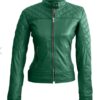 Women Green Quilted Jacket