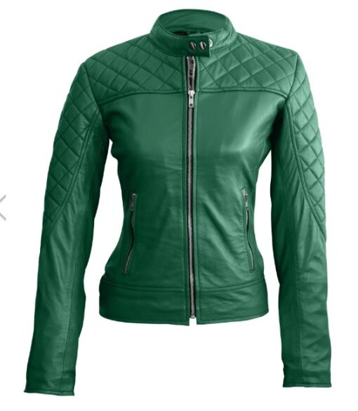 Women Green Quilted Jacket