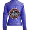 Purple Women Bikers Moto Leather Jacket