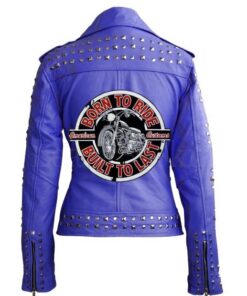 Purple Women Bikers Moto Leather Jacket