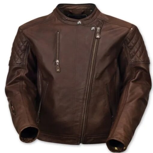 Men's Retro Vintage Café Racer Brown Leather Motorcycle Jacket