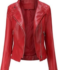 Red Leather Biker Jacket