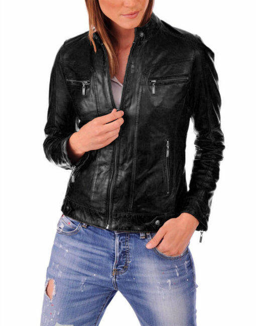 Women Leather Motorcycle Jacket