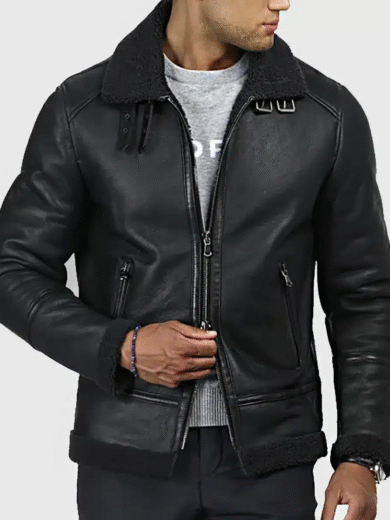 Men’s Black Bomber Leather Jacket