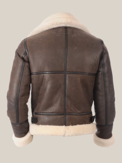 Men's Aviator Brown B3 Real Leather Bomber Flying Fur Jacket
