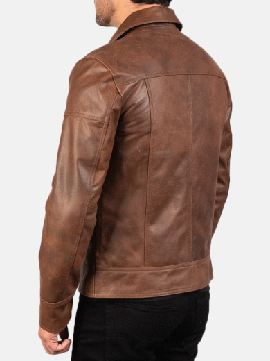 Lavendard Brown Leather Biker Jacket