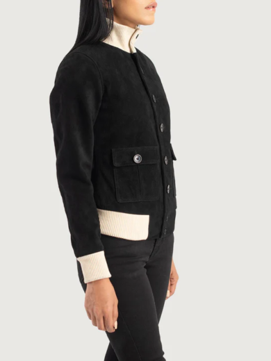 Sasha A1 Black Suede Bomber Jacket