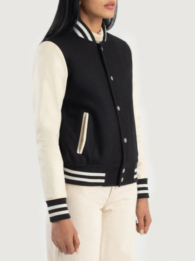 Savant Black & White Hybrid Varsity Jacket