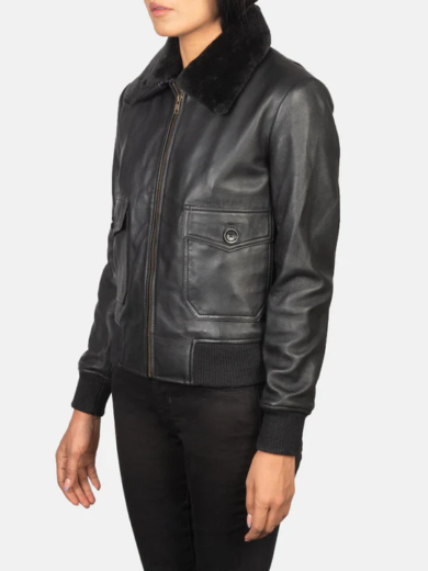 Stella G-1 Black Leather Bomber Jacket