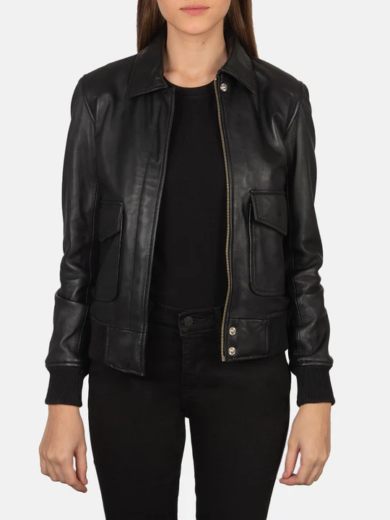 Westa A-2 Black Leather Bomber Jacket