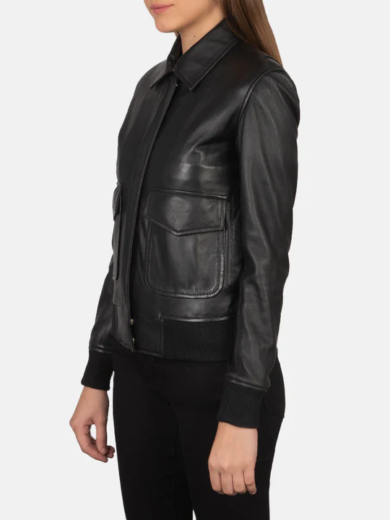 Westa A-2 Black Leather Bomber Jacket