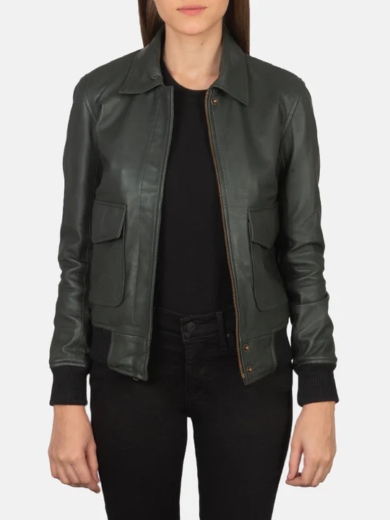Westa A-2 Green Leather Bomber Jacket