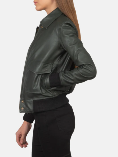 Westa A-2 Green Leather Bomber Jacket